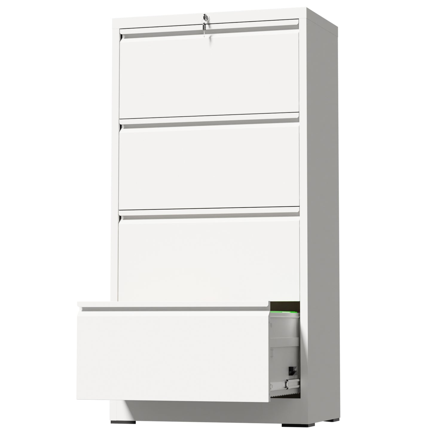 VIYET 4 Drawer Lateral File Cabinet with Lock, White Metal Filing Cabinet for Home Office, Fits Letter, Legal, A4 & F4 Hanging Files