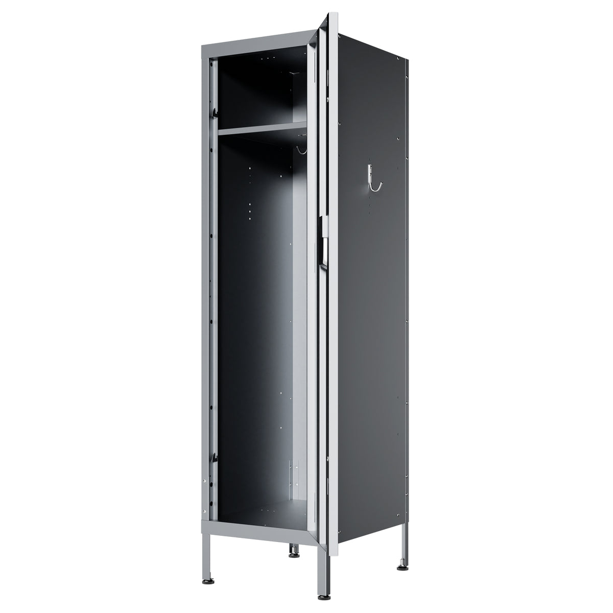 VIYET 55" Steel Wardrobe Cabinet with Lock, Slim Metal Clothing Storage Locker with Ventilated Door, Side Hooks & Anti-Tip Kit for Bedroom, Gray