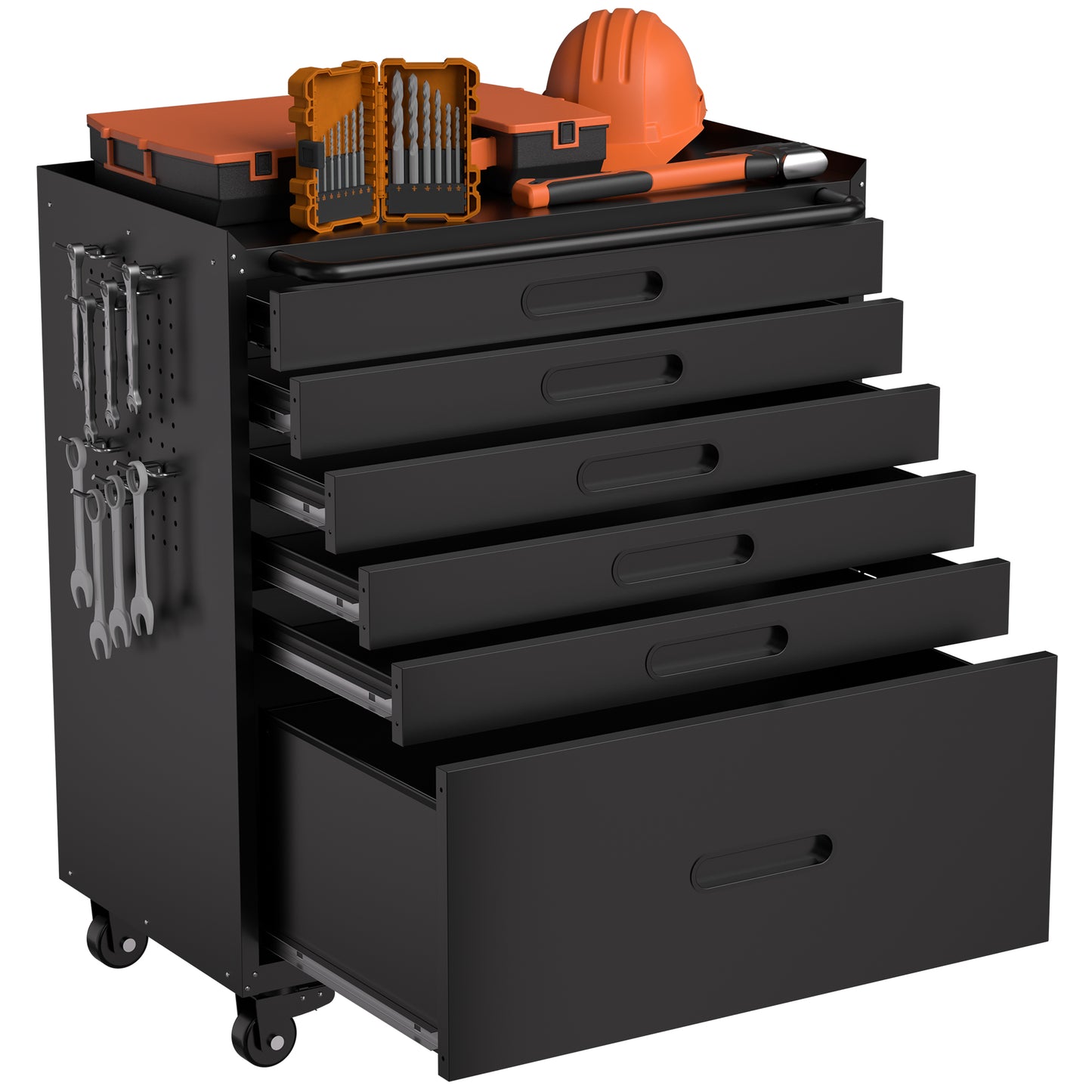 VIYET 34" 6-Drawer Rolling Tool Chest - Heavy-Duty Steel Mobile Garage Cabinet & Small Parts Storage Organizer, Black