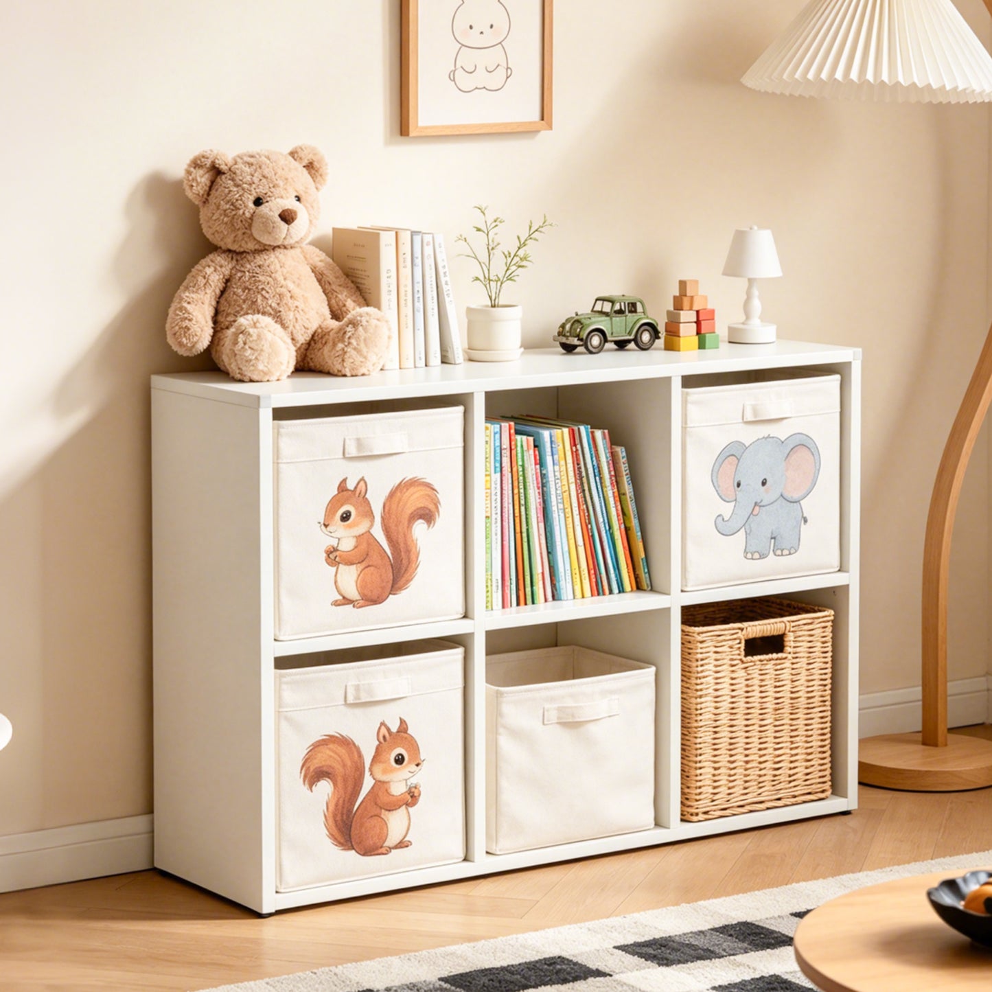 VIYET 6-Cube Metal Bookcase, 41"H Open Storage Organizer with 6 Cubes, Freestanding Display Shelf