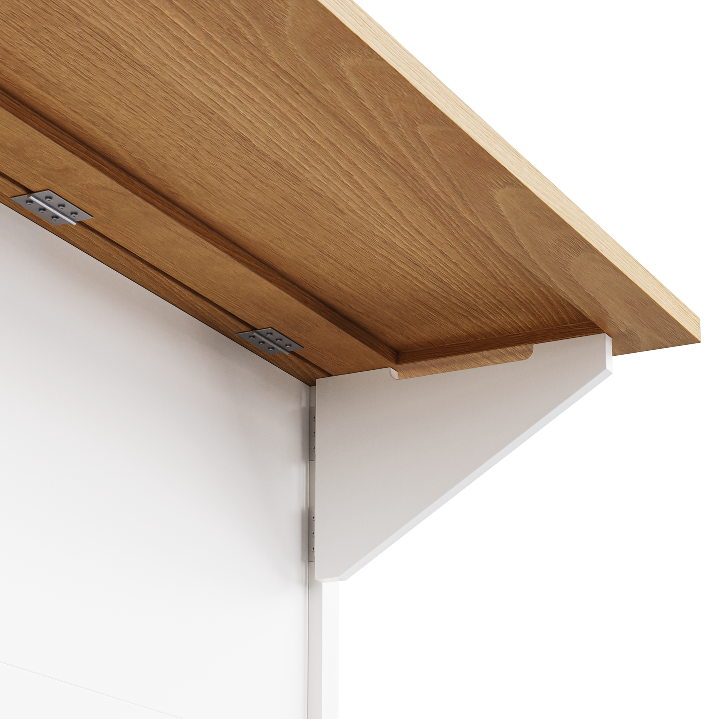 VIYET 36" K&K Kitchen Island with Drop Leaf, White MDF Storage Cart w/ Oak Veneer Top (2 Doors+5 Drawers+Adjustable Shelf)