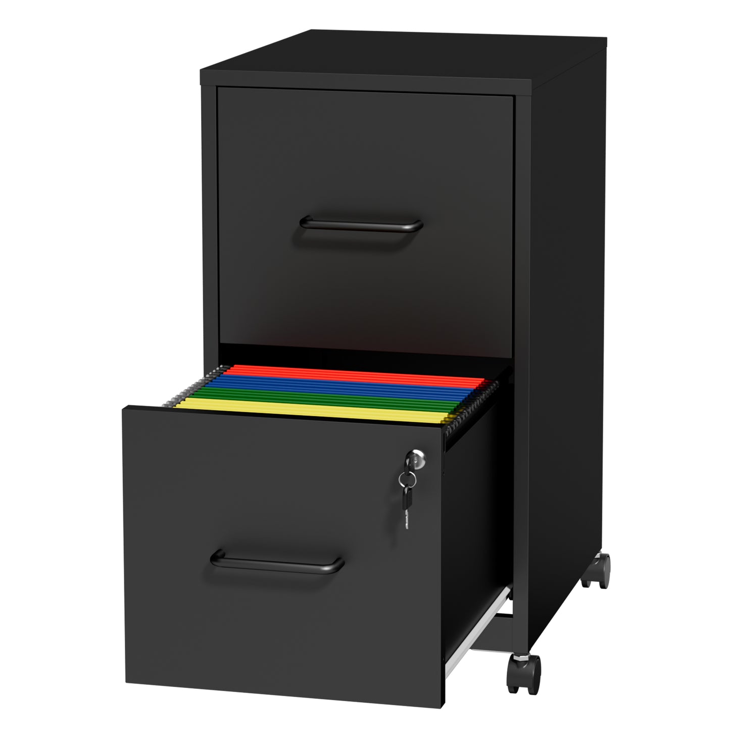 VIYET 2 Drawer Mobile File Cabinet with Lock, Rolling Metal Filing Cabinet for Letter & Legal Files, Under Desk Office Storage with Anti-Tip Kit, Black