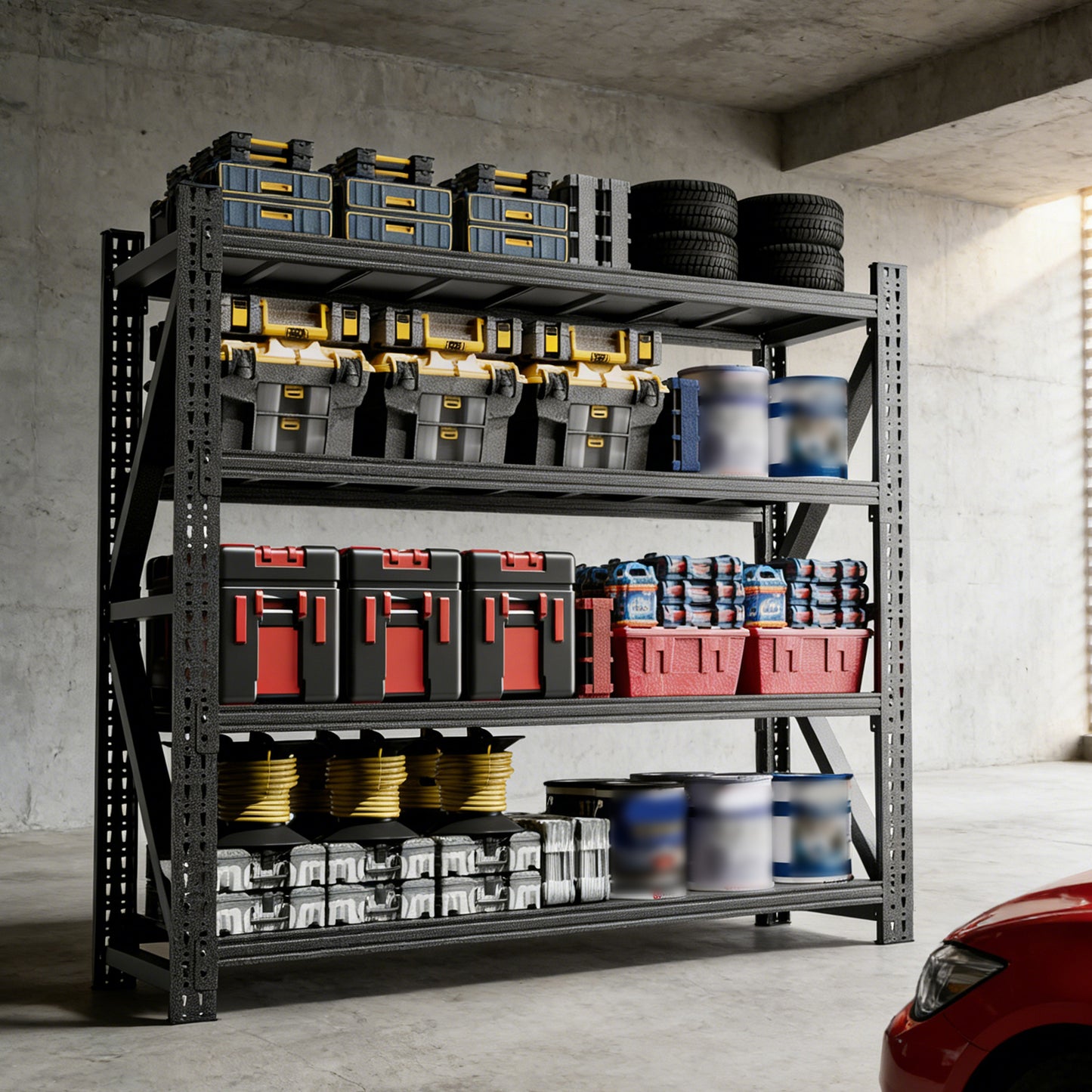 VIYET 79" Heavy Duty Garage Shelving Unit, 6000 lb Adjustable Metal Storage Rack, 75" Tall Industrial Steel Shelves for Garage & Warehouse