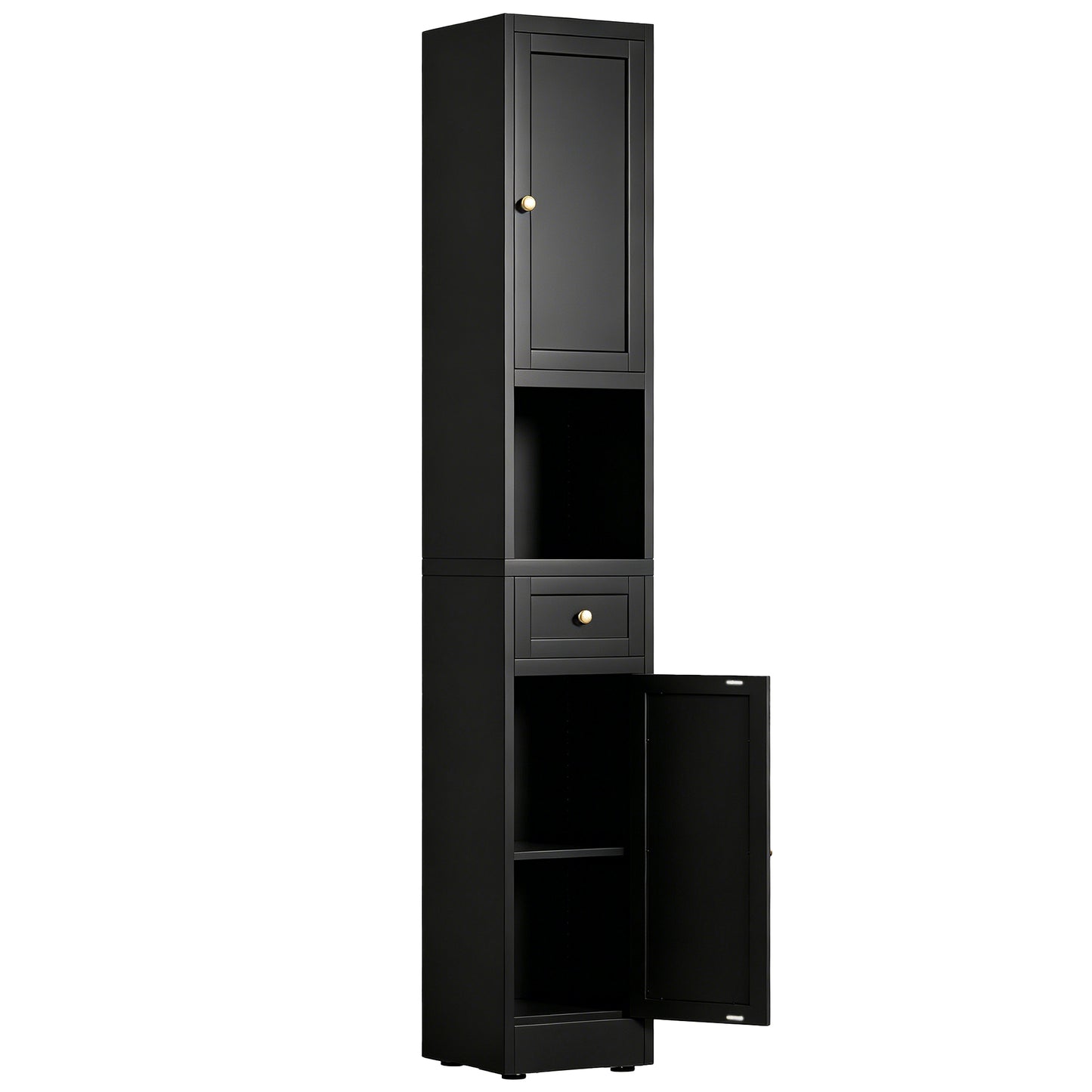 VIYET 71" Tall Black Bathroom Storage Cabinet, Slim Metal Storage Organizer with 2 Doors, Adjustable Shelves, Freestanding Cabinet