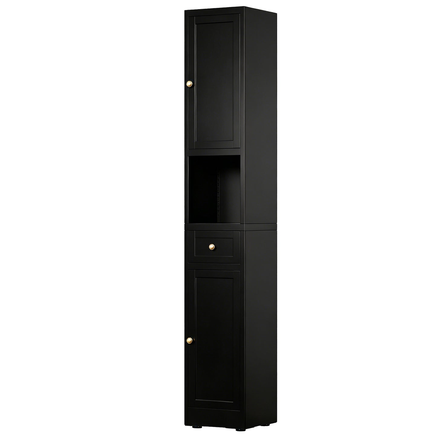 VIYET 71" Tall Black Bathroom Storage Cabinet, Slim Metal Storage Organizer with 2 Doors, Adjustable Shelves, Freestanding Cabinet
