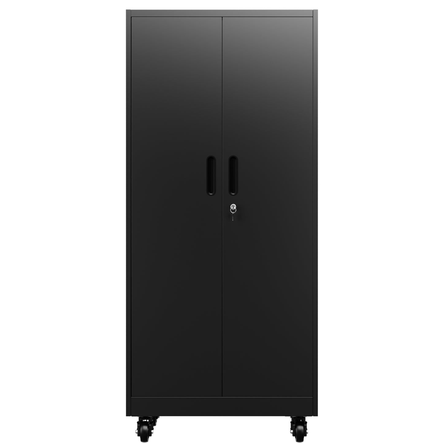 VIYET 71" Rolling Metal Storage Locker with Lockable Doors, Freestanding Steel Wardrobe Cabinet for Home Office School Gym
