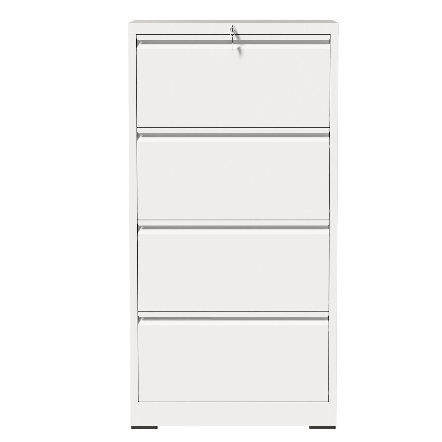 VIYET 4 Drawer Lateral File Cabinet with Lock, White Metal Filing Cabinet for Home Office, Fits Letter, Legal, A4 & F4 Hanging Files