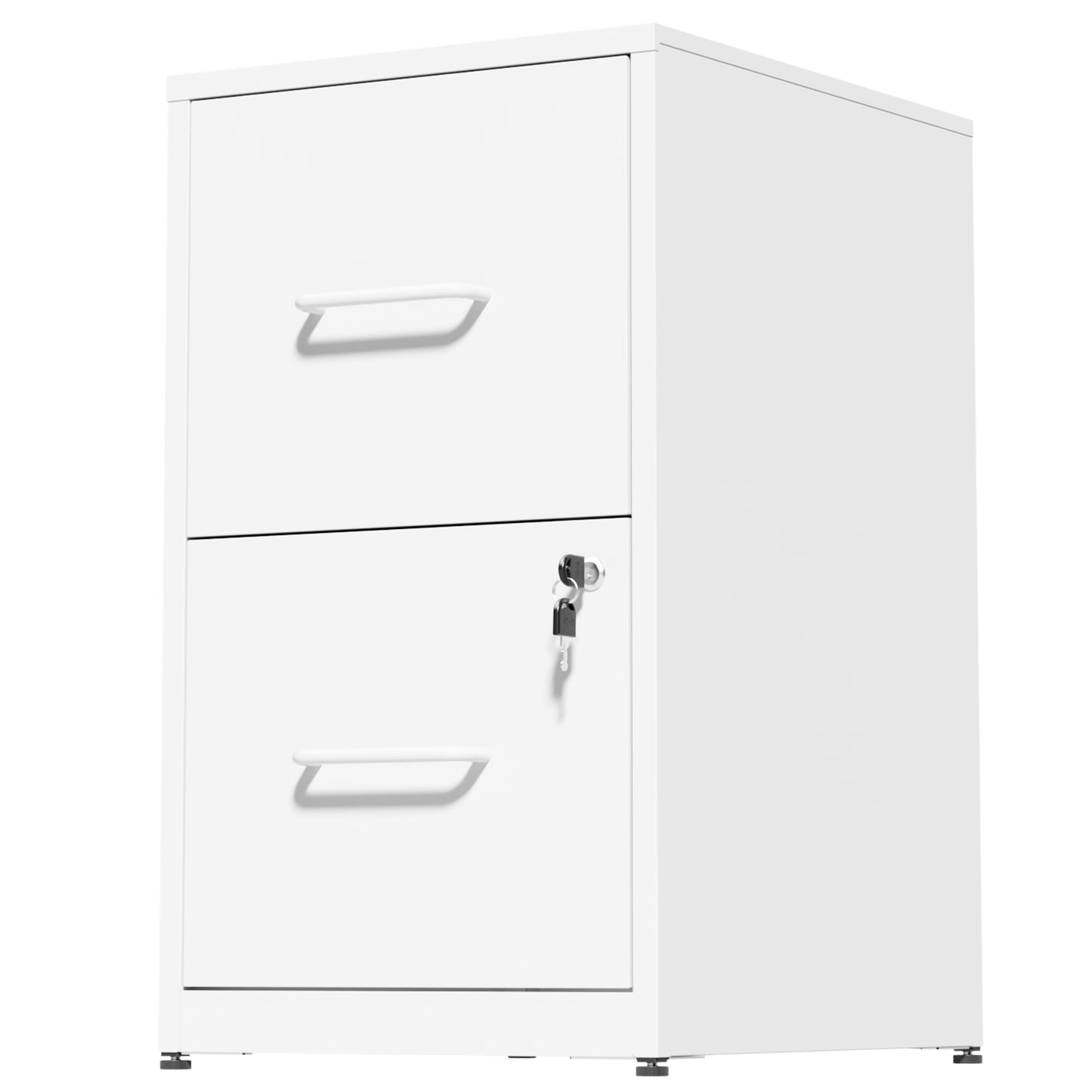 VIYET 2 Drawer File Cabinet with Lock, White Metal Vertical Filing Cabinet for Letter & Legal Files, Under Desk Office Storage with Anti-Tip Kit