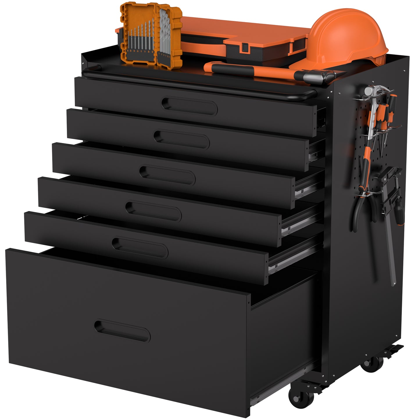 VIYET 34" 6-Drawer Rolling Tool Chest - Heavy-Duty Steel Mobile Garage Cabinet & Small Parts Storage Organizer, Black