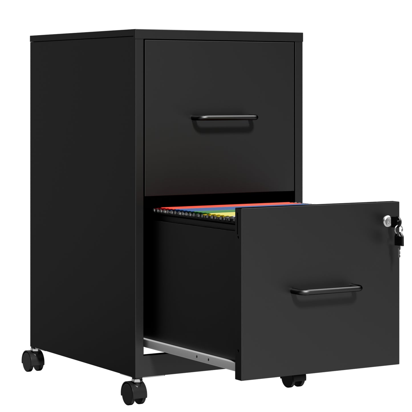 VIYET 2 Drawer Mobile File Cabinet with Lock, Rolling Metal Filing Cabinet for Letter & Legal Files, Under Desk Office Storage with Anti-Tip Kit, Black