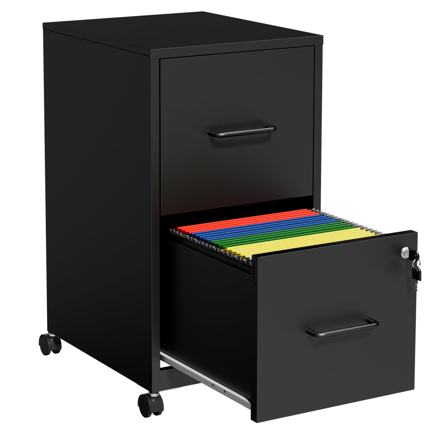 VIYET 2 Drawer Mobile File Cabinet with Lock, Rolling Metal Filing Cabinet for Letter & Legal Files, Under Desk Office Storage with Anti-Tip Kit, Black