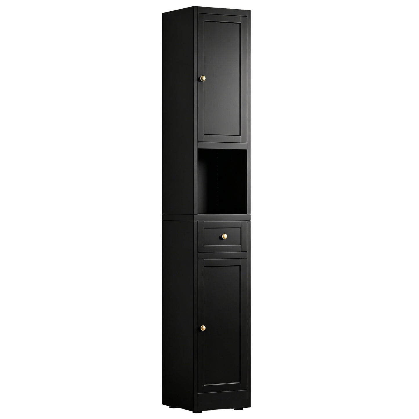 VIYET 71" Tall Black Bathroom Storage Cabinet, Slim Metal Storage Organizer with 2 Doors, Adjustable Shelves, Freestanding Cabinet