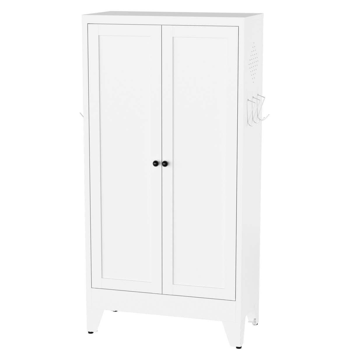 VIYET 47" Metal Pantry Cabinet, Freestanding Kitchen Storage Cabinet with 3 Adjustable Shelves, Slim Organizer for Pantry & Living Room