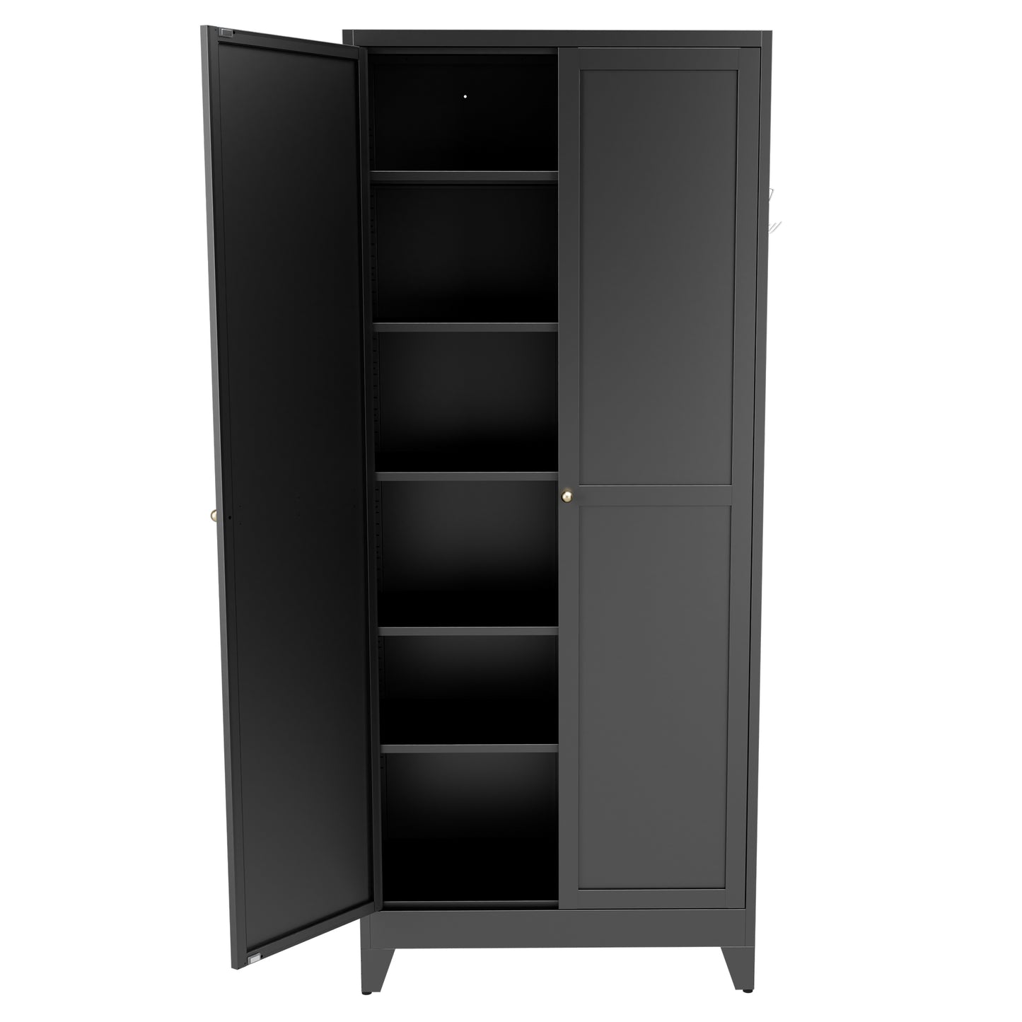 VIYET 75" Metal Kitchen Pantry Cabinet, Tall Freestanding Storage Cabinet with 5 Adjustable Shelves, Heavy Duty Steel Organizer for Kitchen, Dining Room, Black