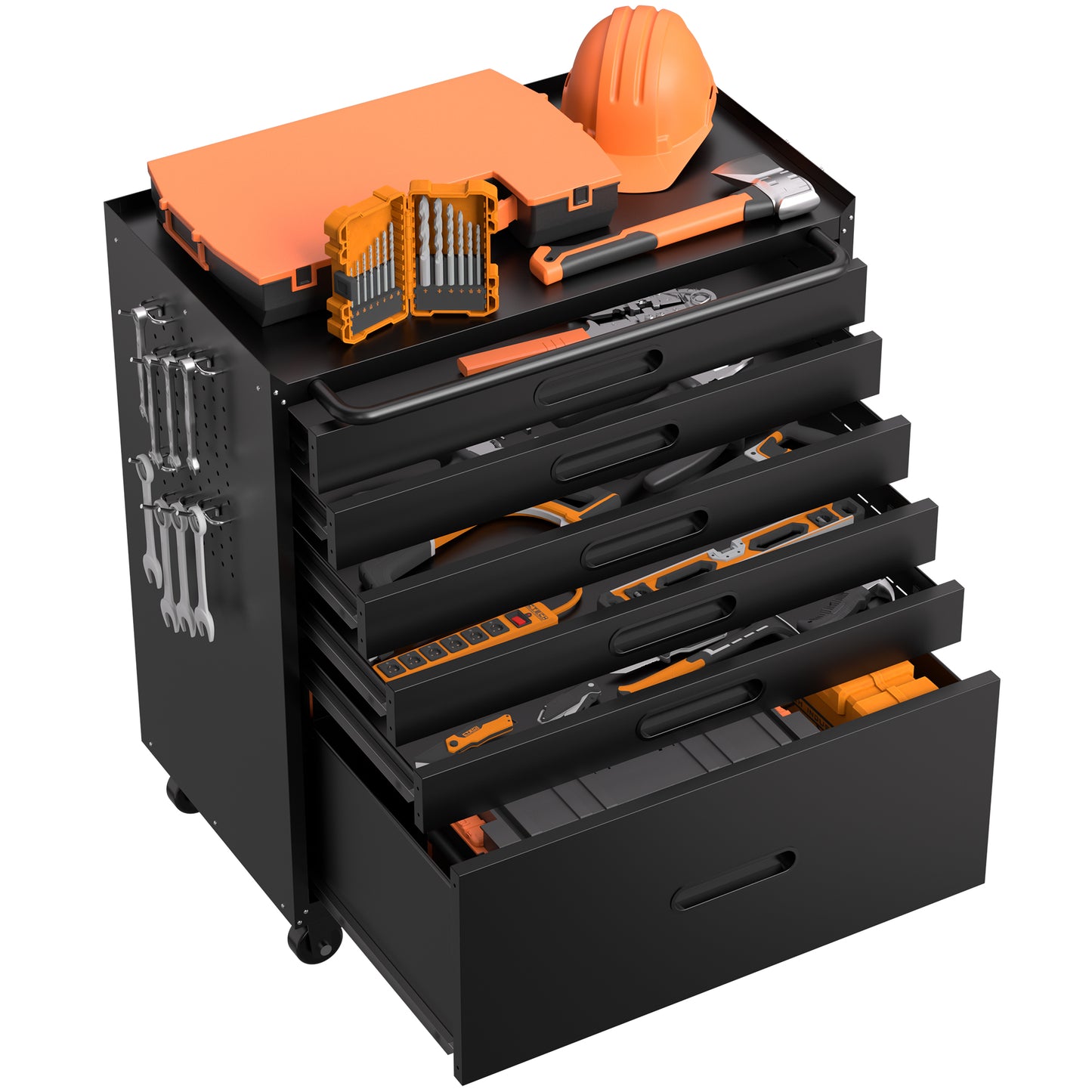VIYET 34" 6-Drawer Rolling Tool Chest - Heavy-Duty Steel Mobile Garage Cabinet & Small Parts Storage Organizer, Black