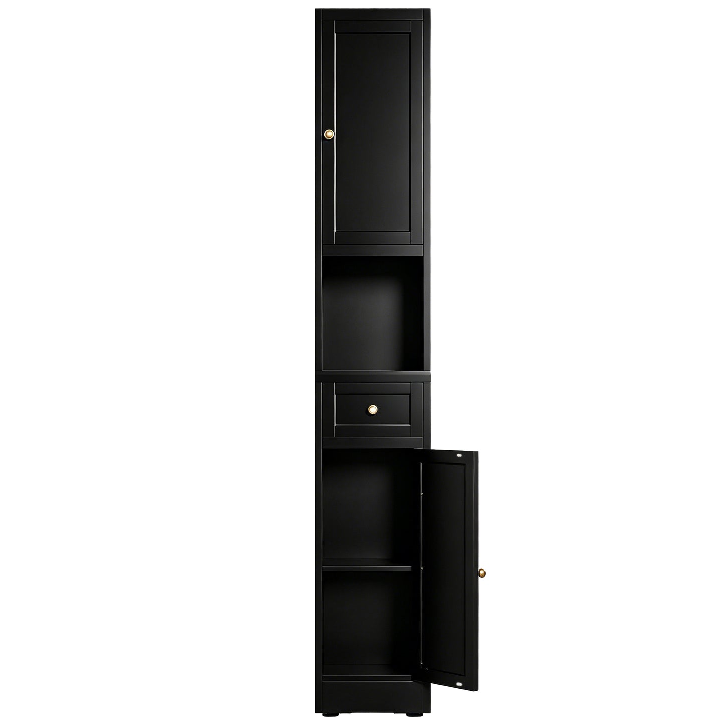 VIYET 71" Tall Black Bathroom Storage Cabinet, Slim Metal Storage Organizer with 2 Doors, Adjustable Shelves, Freestanding Cabinet