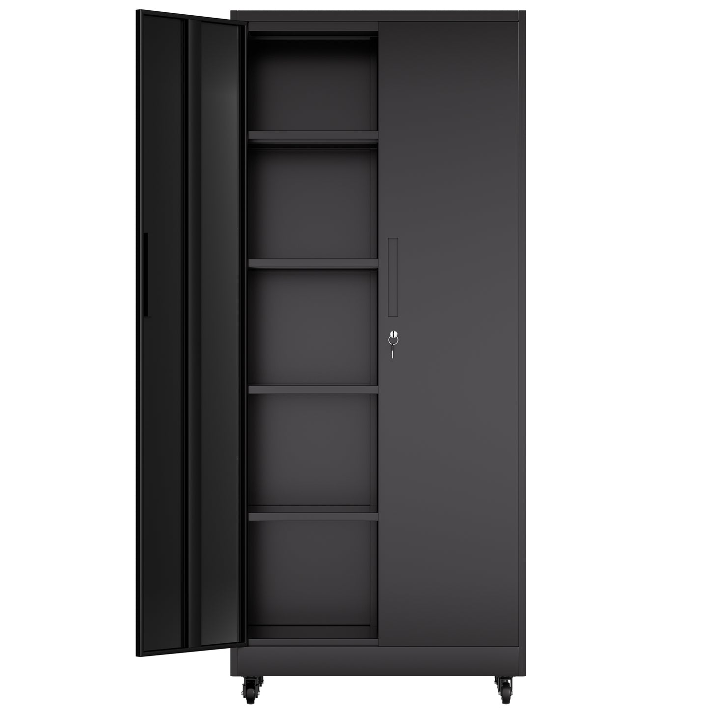 VIYET 71"H Rolling Garage Storage Cabinet,Heavy-Duty Metal Lockable Cabinet w/ 4 Adjustable Shelves (Mobile Tool Organizer for Workshop/Office)