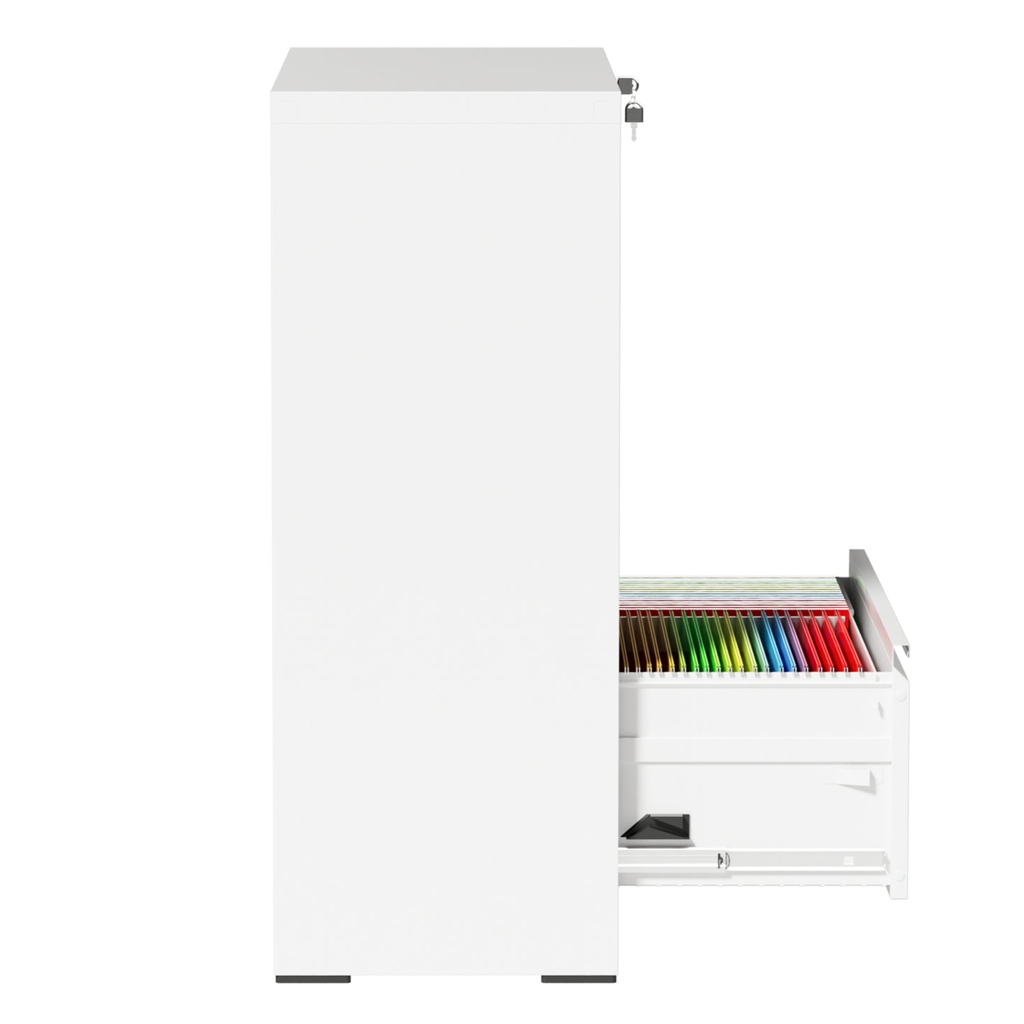 VIYET 3 Drawer Lateral File Cabinet with Lock, White Metal Filing Cabinet for Home Office, Fits Letter, Legal, A4 & F4 Hanging Files