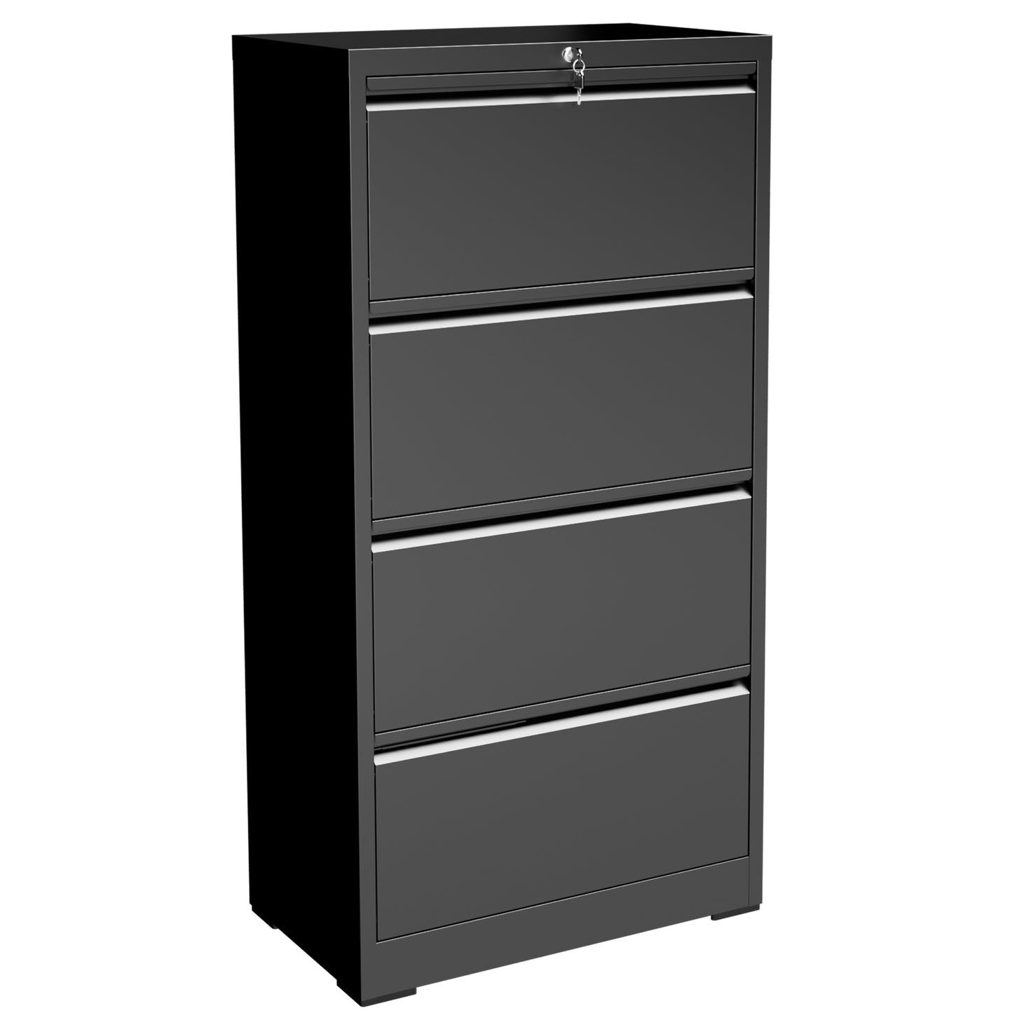 VIYET 4 Drawer Lateral File Cabinet with Lock, Metal Filing Cabinet for Home Office, Steel File Cabinet Fits Letter, Legal, A4 & F4 Hanging Files, Black