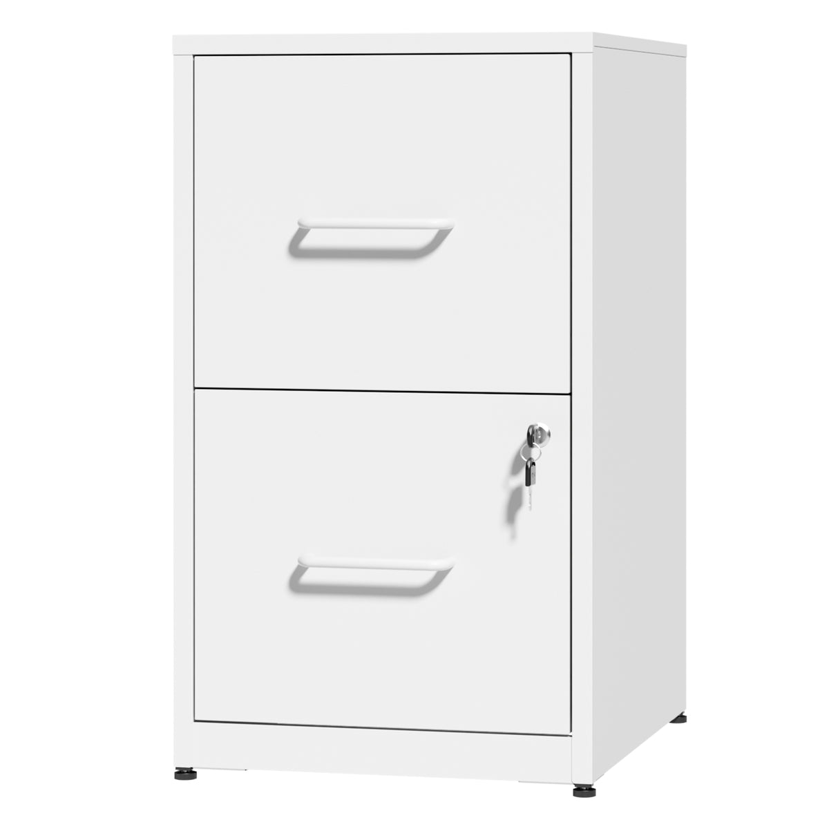 VIYET 2 Drawer File Cabinet with Lock, White Metal Vertical Filing Cabinet for Letter & Legal Files, Under Desk Office Storage with Anti-Tip Kit