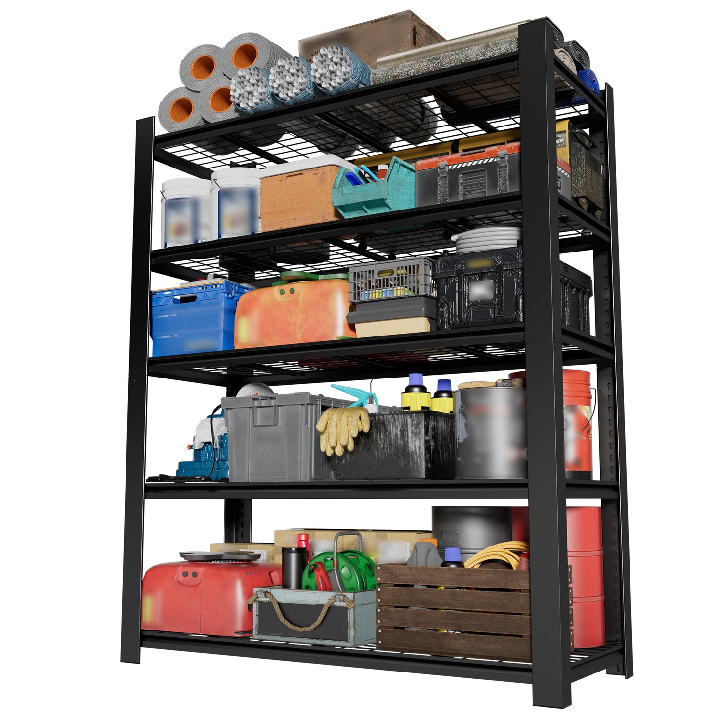 VIYET 72" Heavy Duty Metal Garage Shelving Unit, 5 Tier Adjustable Storage Rack with 3000 LBS Capacity, Steel Shelves for Garage, Pantry & Warehouse