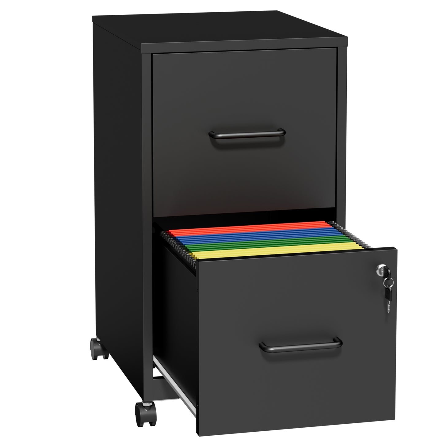 VIYET 2 Drawer Mobile File Cabinet with Lock, Rolling Metal Filing Cabinet for Letter & Legal Files, Under Desk Office Storage with Anti-Tip Kit, Black