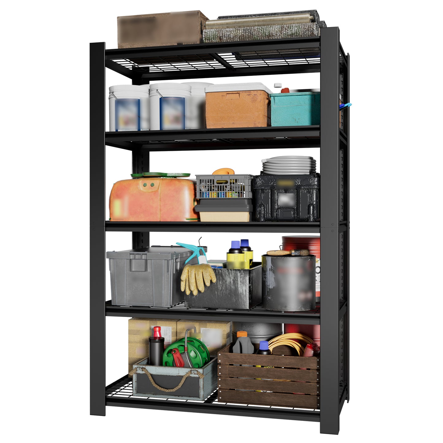 VIYET 72" H 5 Tier Heavy Duty Metal Garage Shelving Unit, Adjustable Industrial Storage Rack with 3000 lbs Capacity, Steel Shelf Organizer, 48"W x 23.6"D Black