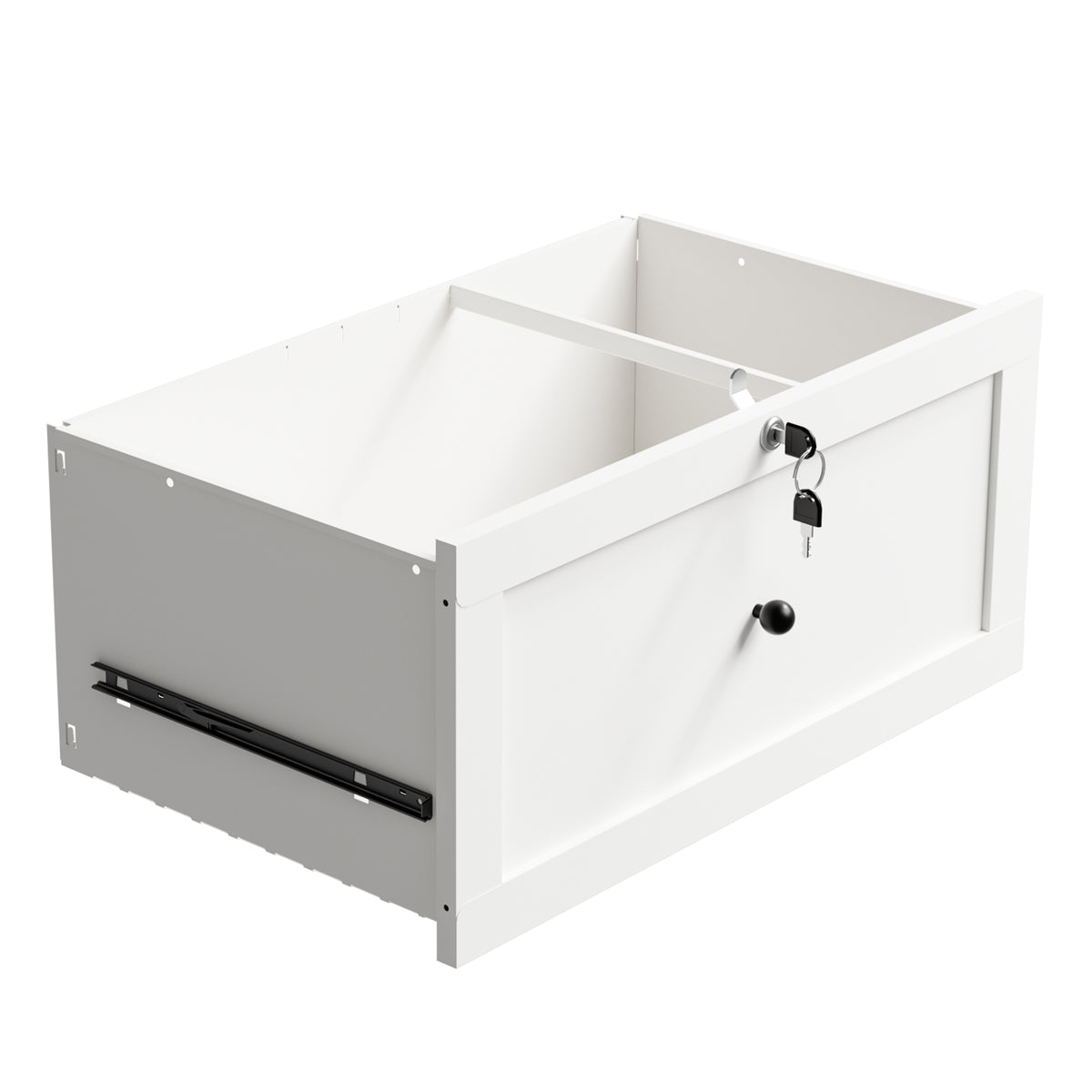VIYET 28" White Metal 2-Drawer Lateral File Cabinet with Lock and Wheels, Rolling Office Storage for Letter, Legal & A4 Files
