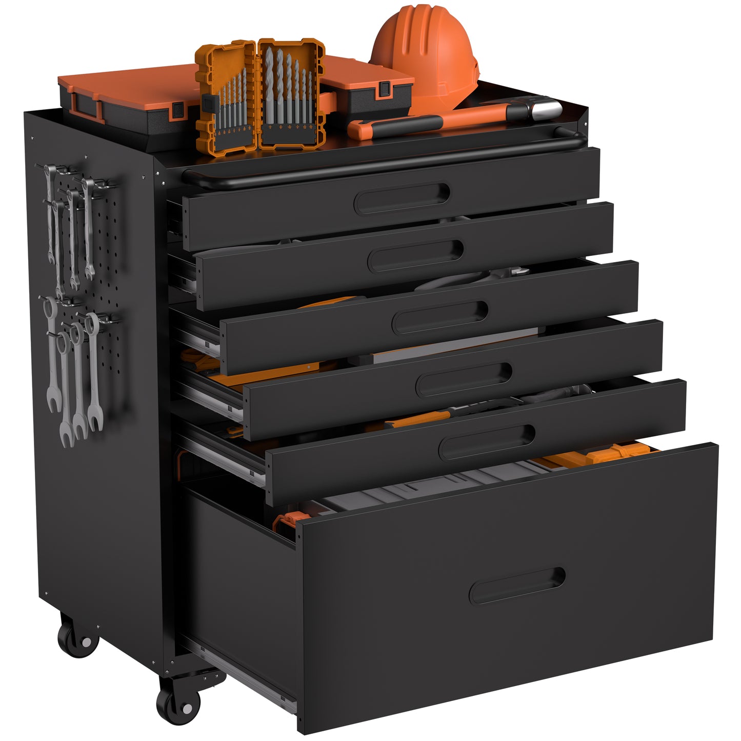 VIYET 34" 6-Drawer Rolling Tool Chest - Heavy-Duty Steel Mobile Garage Cabinet & Small Parts Storage Organizer, Black