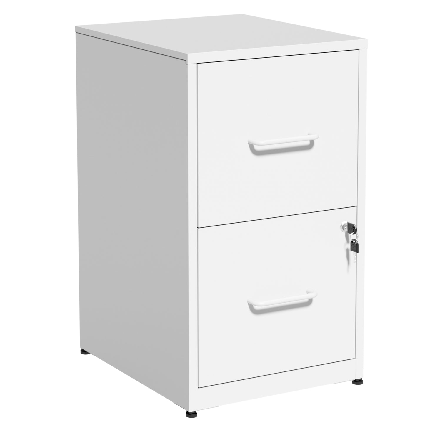 VIYET 2 Drawer File Cabinet with Lock, White Metal Vertical Filing Cabinet for Letter & Legal Files, Under Desk Office Storage with Anti-Tip Kit