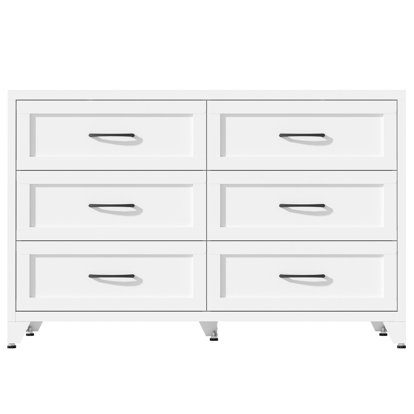 VIYET 6-Drawer White Dresser for Bedroom, Modern Metal Storage Chest with Smooth-Glide Drawers for Closet, Hallway & Entryway