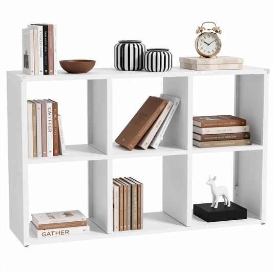 VIYET 6-Cube Metal Bookcase, 41"H Open Storage Organizer with 6 Cubes, Freestanding Display Shelf