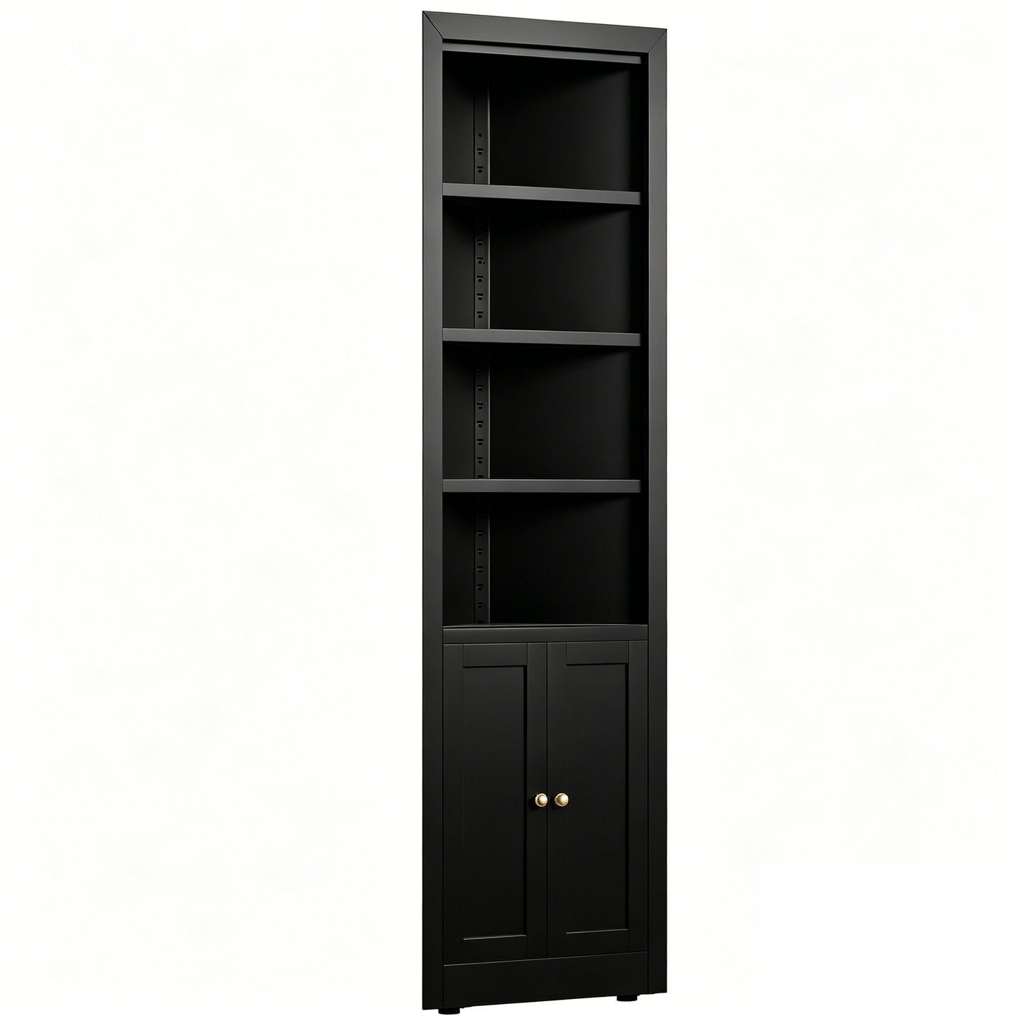 VIYET 71" Tall Black Corner Storage Cabinet, 5-Tier Freestanding Metal Corner Organizer with Adjustable Shelves & Doors