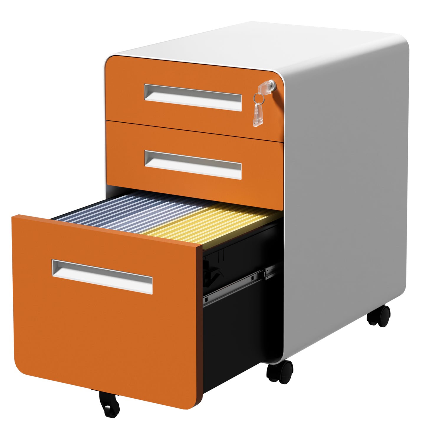 VIYET 3 Drawer Mobile File Cabinet, Rolling Metal Filing Cabinet with Lock, Steel Office Storage Cabinet on Wheels for Letter Legal Files, Home Office Organizer