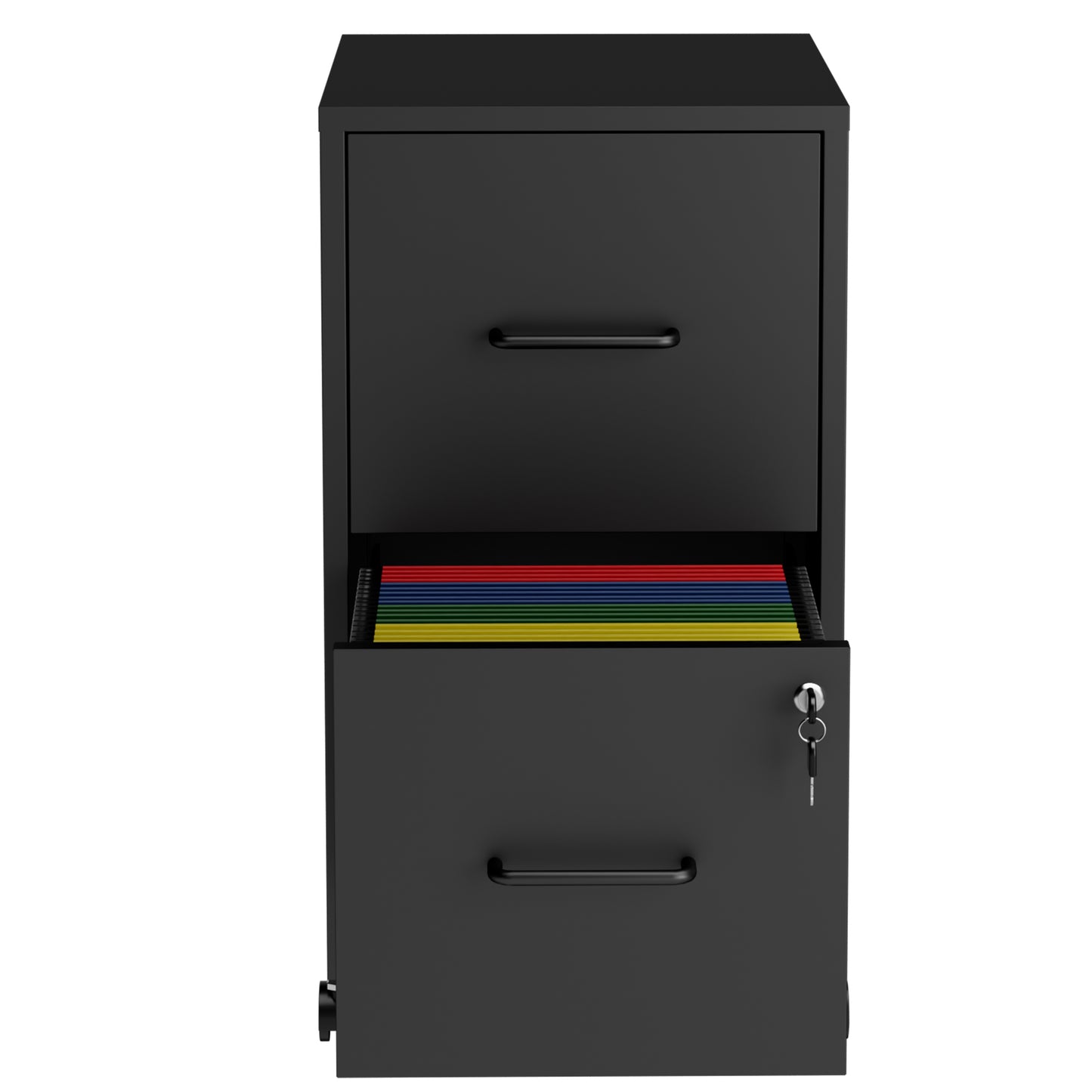 VIYET 2 Drawer Mobile File Cabinet with Lock, Rolling Metal Filing Cabinet for Letter & Legal Files, Under Desk Office Storage with Anti-Tip Kit, Black