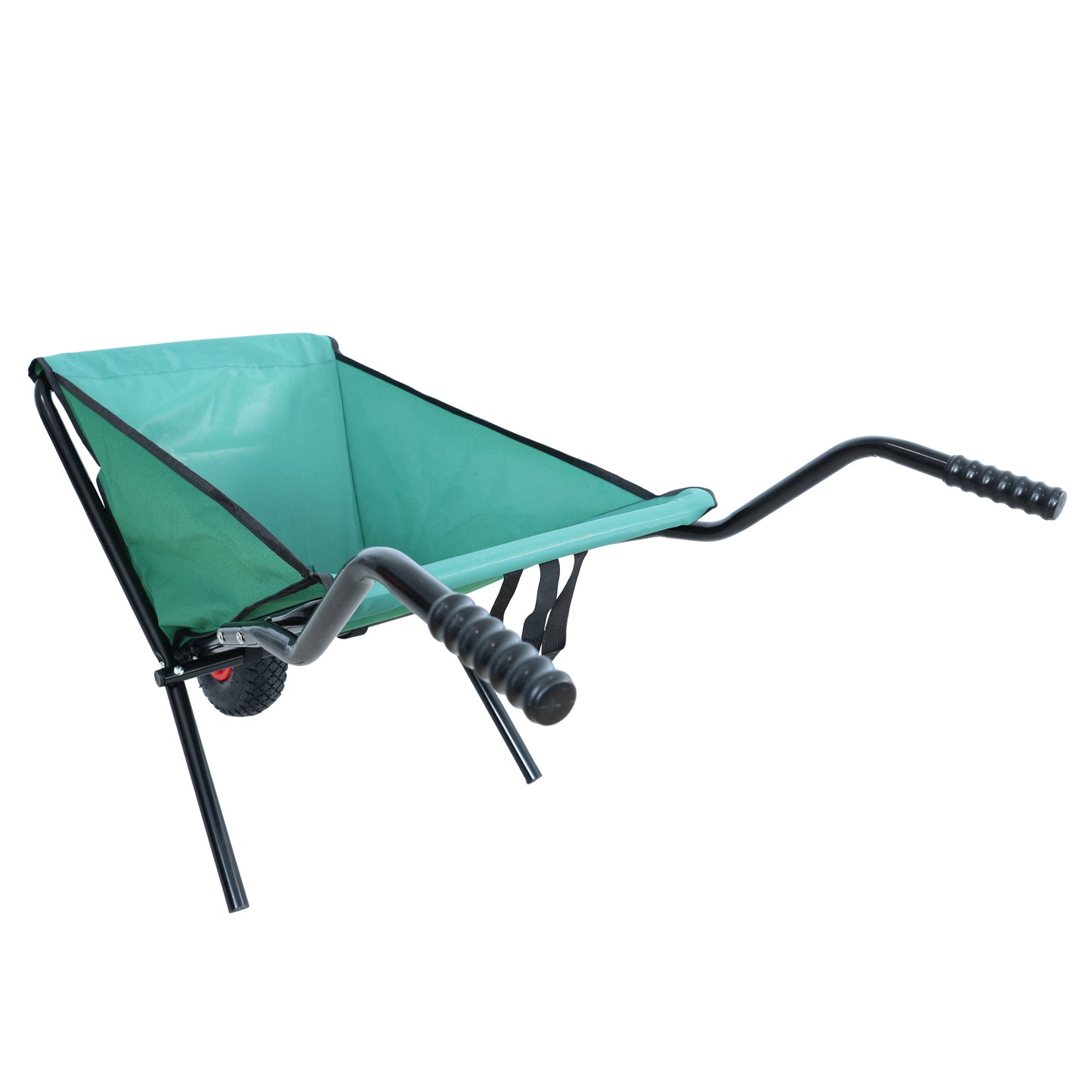 VIYET Collapsible Folding Wheelbarrow, 176 Lbs Lightweight Garden Cart, Heavy-Duty Oxford Cloth Yard Cart with 10" Pneumatic Tire for Lawn, Green