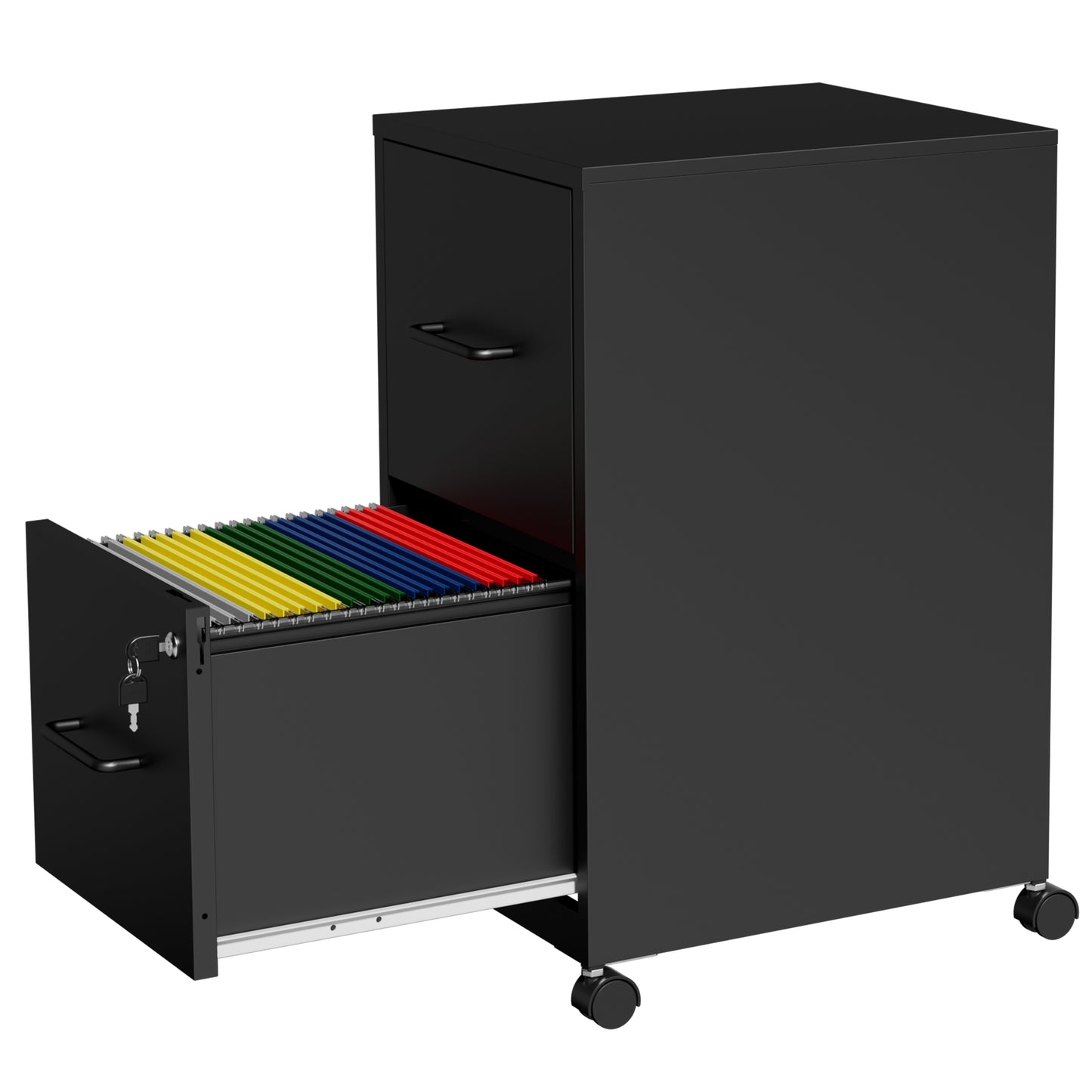 VIYET 2 Drawer Mobile File Cabinet with Lock, Rolling Metal Filing Cabinet for Letter & Legal Files, Under Desk Office Storage with Anti-Tip Kit, Black