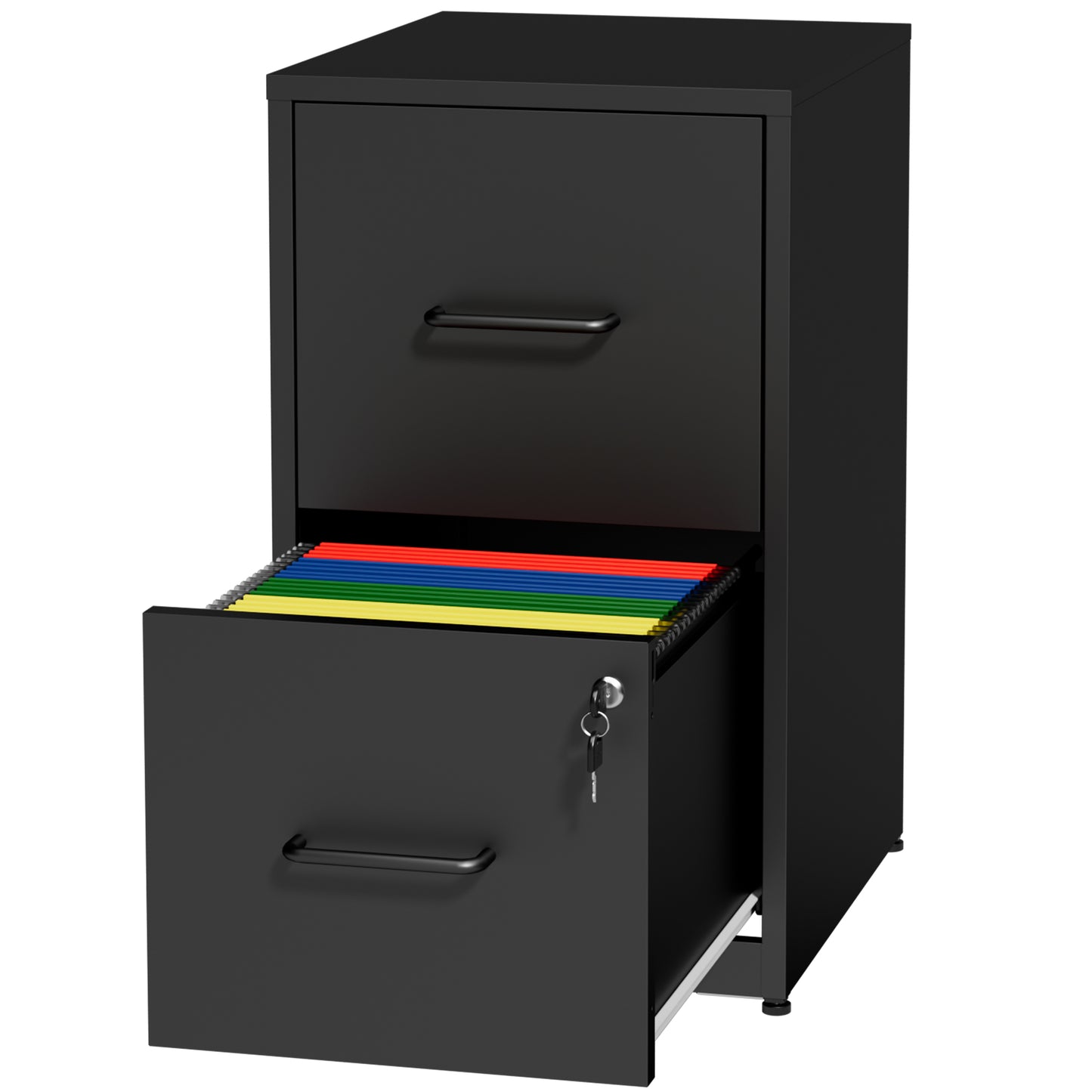 VIYET 2 Drawer Vertical File Cabinet with Lock, Metal Under Desk Filing Cabinet with Anti-Tip Kit, Adjustable Rails for Letter & Legal Files, Black Office Storage