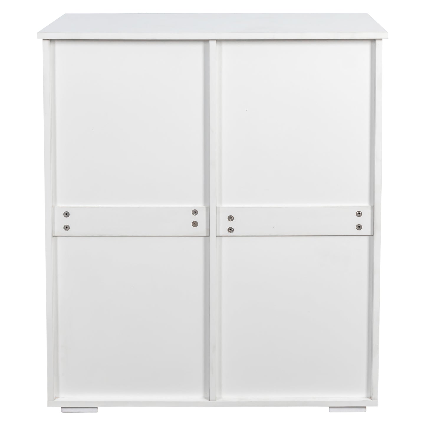 VIYET 35.8" White Laundry Cabinet - Particle Board+MDF, 2 Removable Baskets & 2 Light/Dark Sorting Drawers