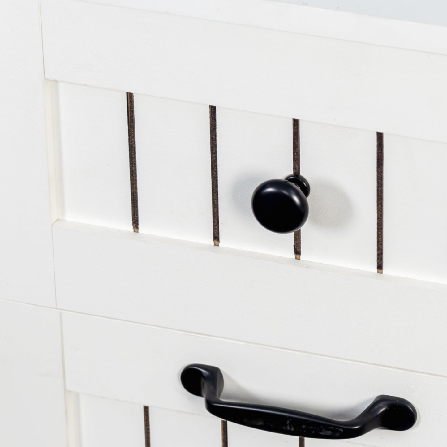 VIYET 35.8" White Laundry Cabinet - Particle Board+MDF, 2 Removable Baskets & 2 Light/Dark Sorting Drawers