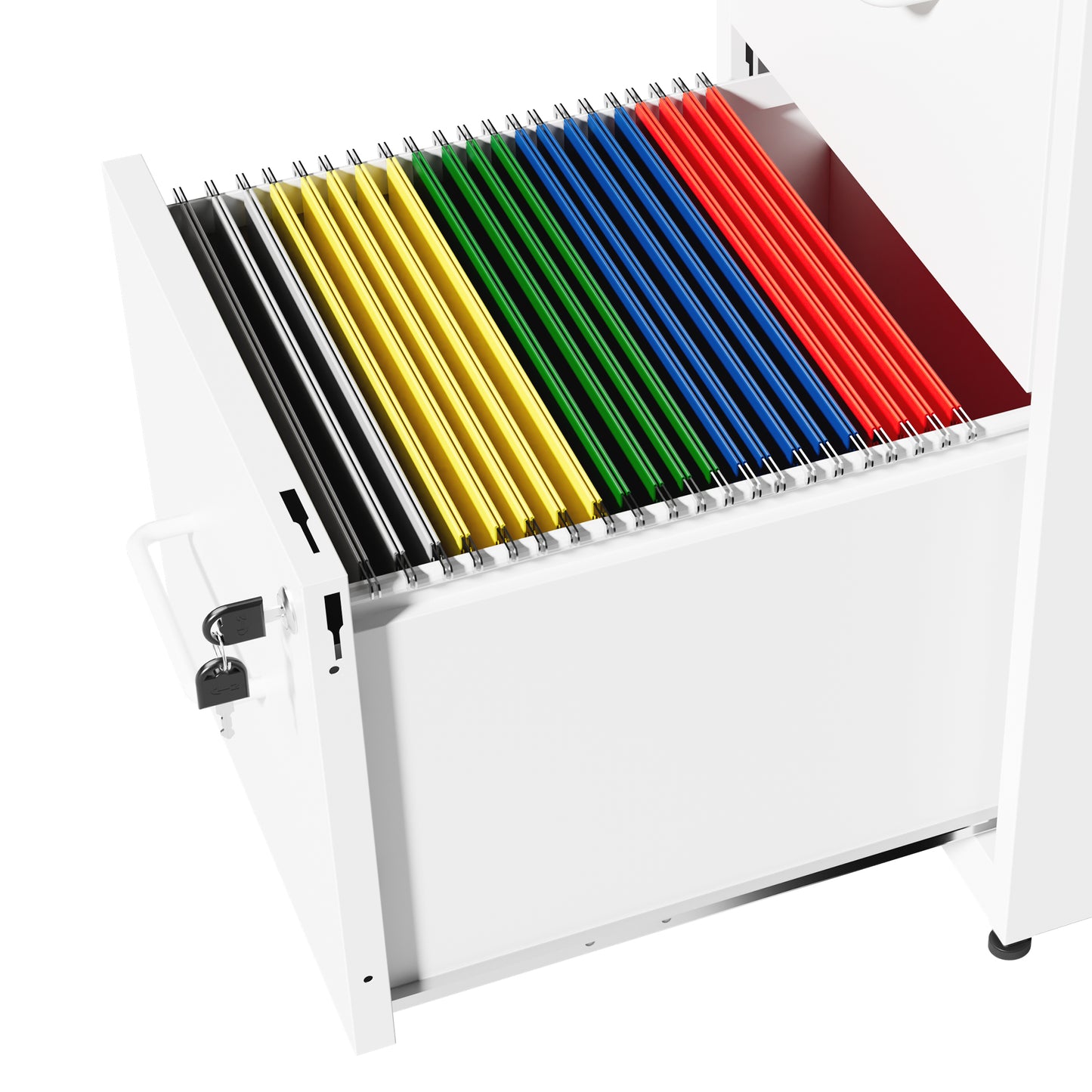 VIYET 2 Drawer File Cabinet with Lock, White Metal Vertical Filing Cabinet for Letter & Legal Files, Under Desk Office Storage with Anti-Tip Kit