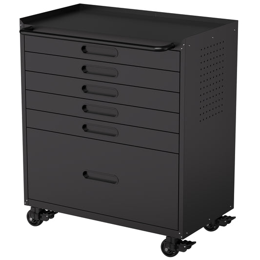 VIYET 34" 6-Drawer Rolling Tool Chest - Heavy-Duty Steel Mobile Garage Cabinet & Small Parts Storage Organizer, Black