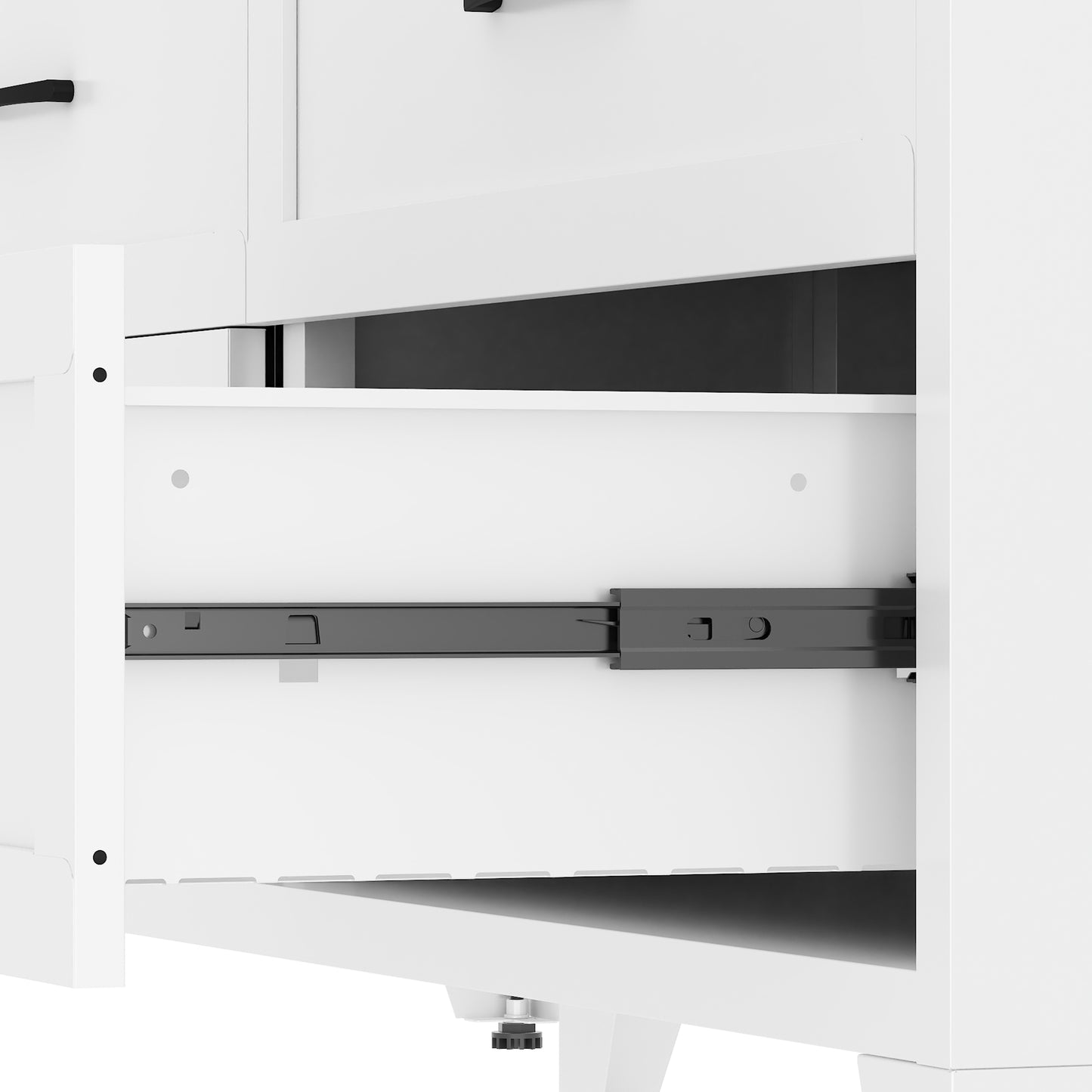 VIYET 9-Drawer Wide Dresser, White Bedroom Storage Chest with Smooth-Glide Drawers for Closet, Hallway & Entryway