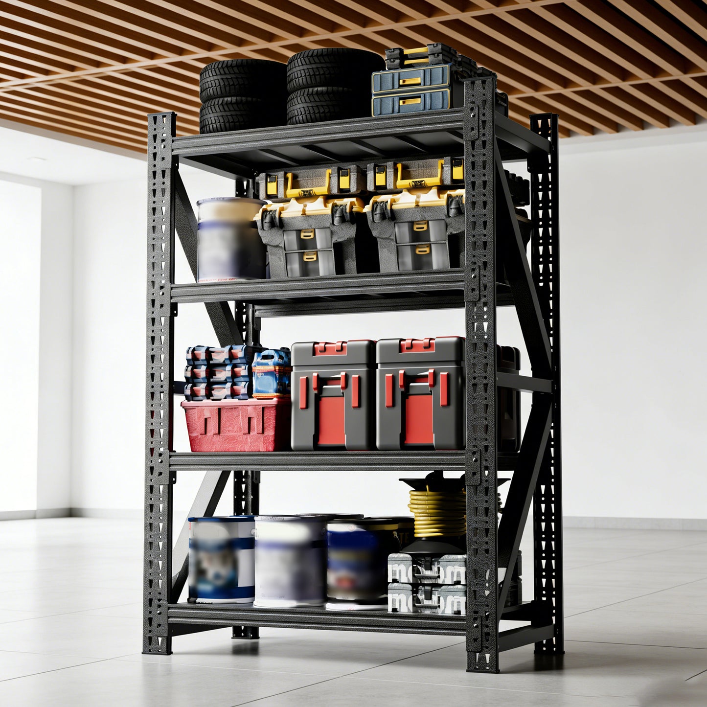 VIYET Heavy Duty Garage Shelving Unit, 69" H x 47" W Metal Storage Rack, 4000 lb Capacity Adjustable Steel Shelves for Garage, Warehouse