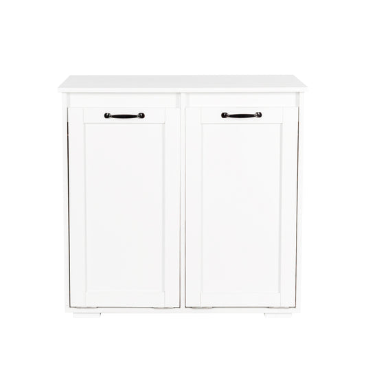 VIYET 30.3" Storage Cabinet, White Particle Board+MDF Storage Cabinet w/ 2 Removable Liner Bags (Light/Dark Sorting+Handles)