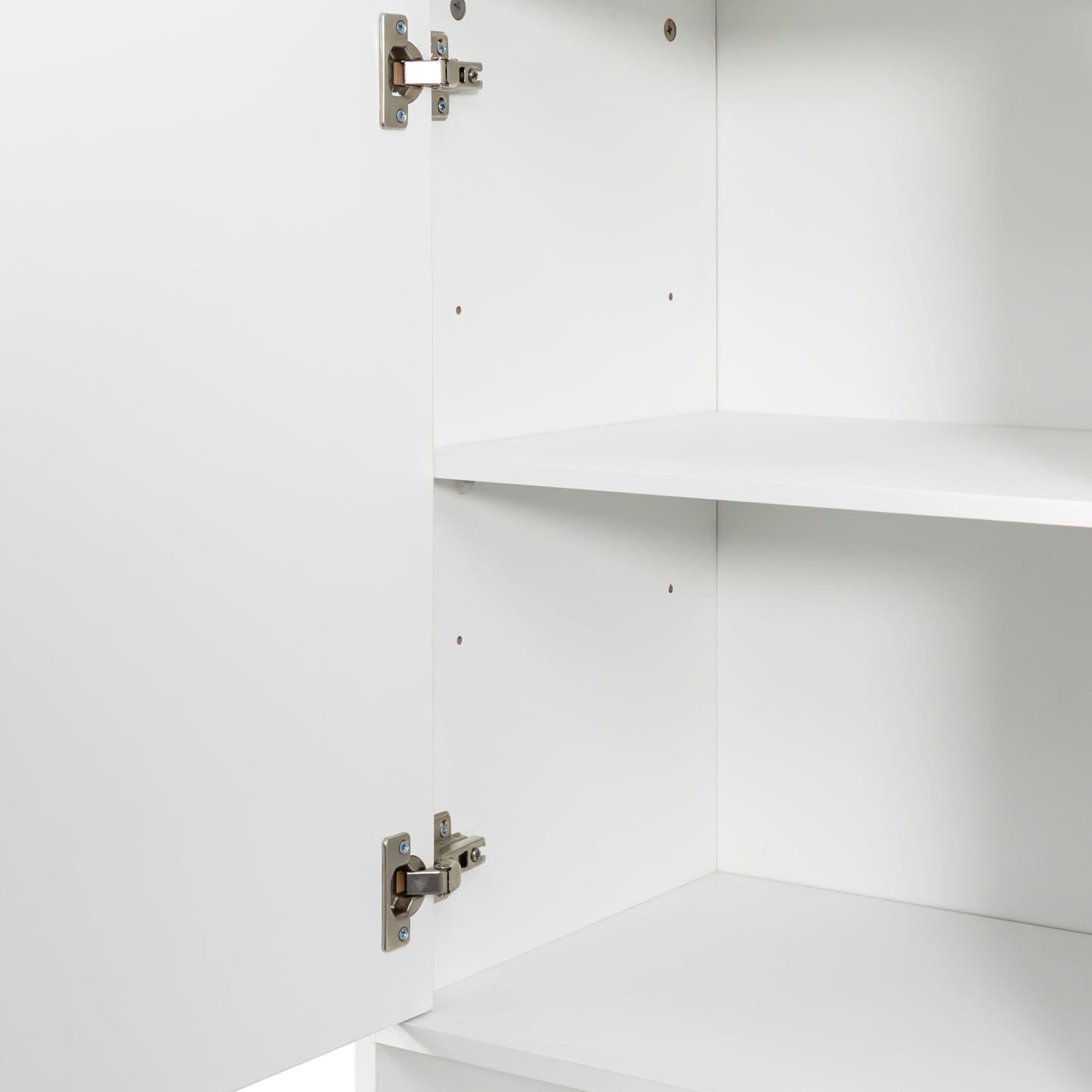 VIYET 63" White Freestanding Laundry Cabinet-Particle Board+MDF, Tilt-Out Hamper, Adjustable Shelves & Multiple Storage