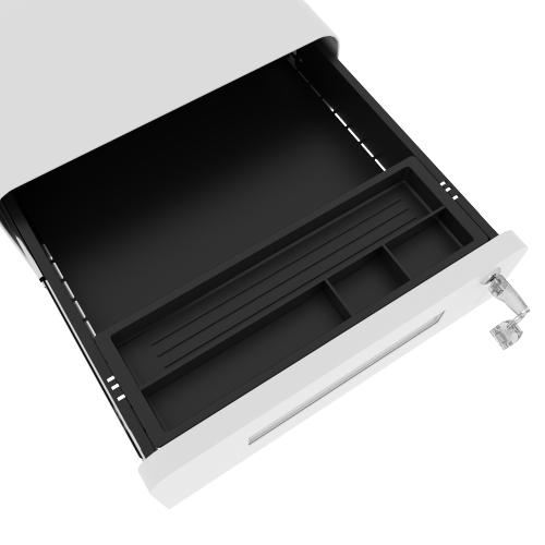 VIYET 23"H Mobile File Cabinet with Lock - All-Steel Fully Assembled, Anti-Tip Design & Locking Casters, Fits A4/Letter, for Home/Office (Black+White)