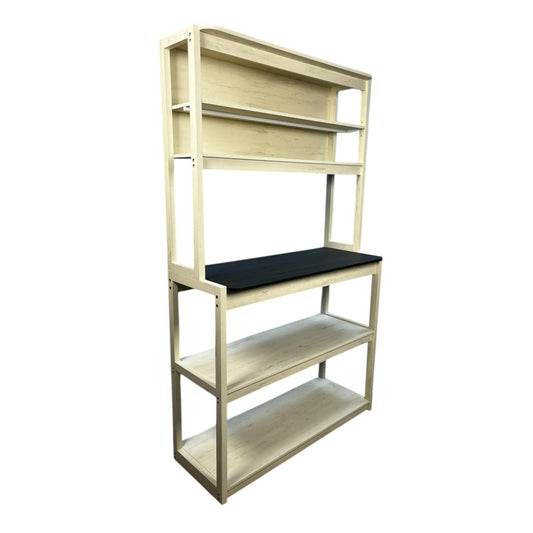 VIYET 67" 5-Tier Bakers Rack (Black & White), Particle Board Kitchen Storage Shelf (Microwave Stand & Coffee Bar Organizer)