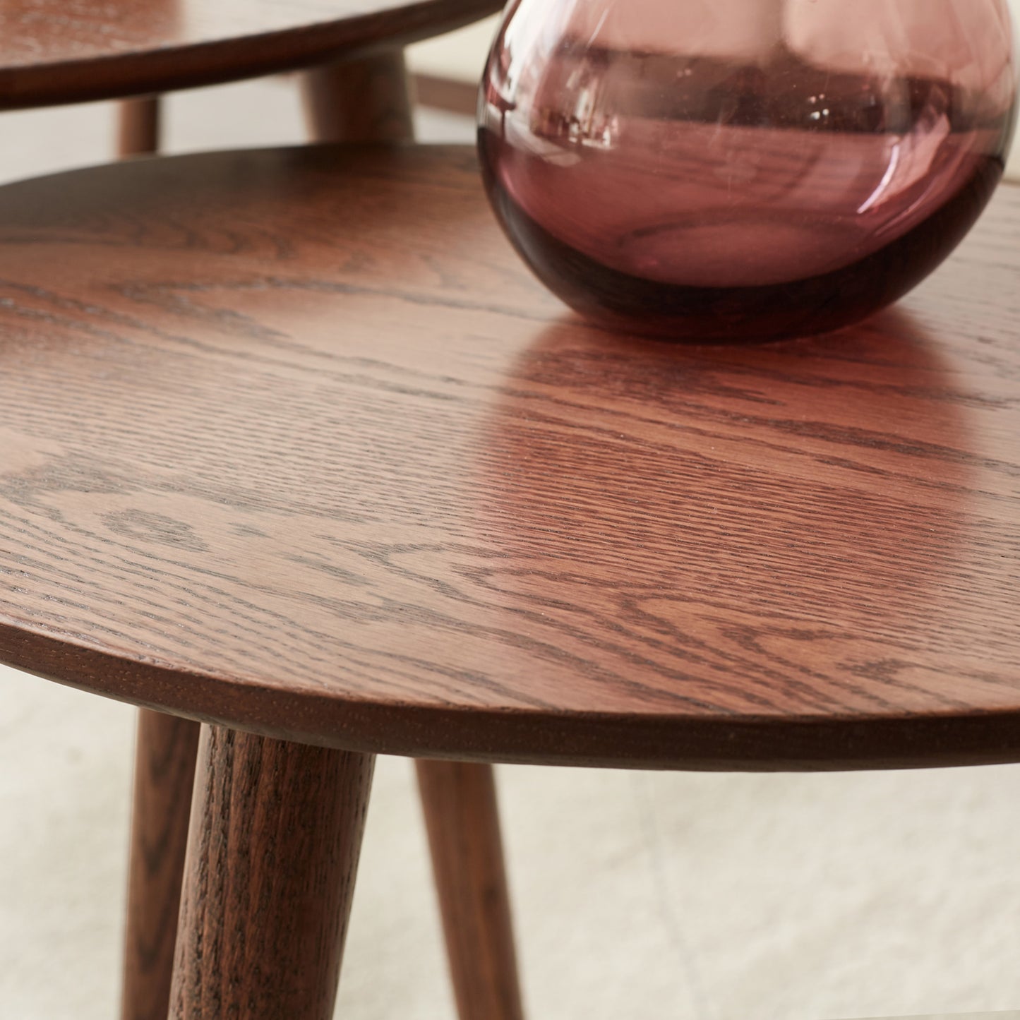 VIYET 16" Solid Oak end Table, Pebble-Shaped Mid-Century Modern Low Table, Formaldehyde-Free Desk for Living Room/Office (Walnut)