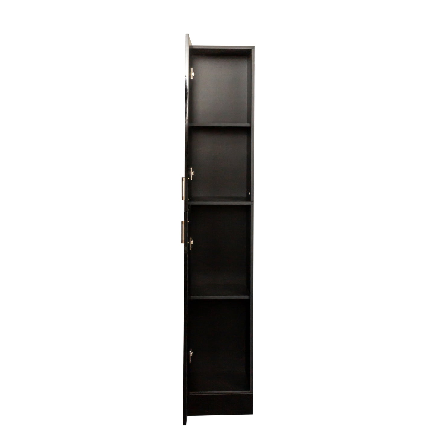 VIYET 75" Freestanding Storage Cabinet, MDF+Particle Board Organizer w/ 2 Doors & 3 Fixed Shelves (Kitchen/Dining Room Pantry),White+black